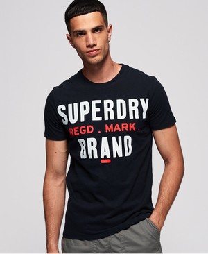 Superdry Eagle Registered Férfi Pólók Sötétkék | OVLJT5283